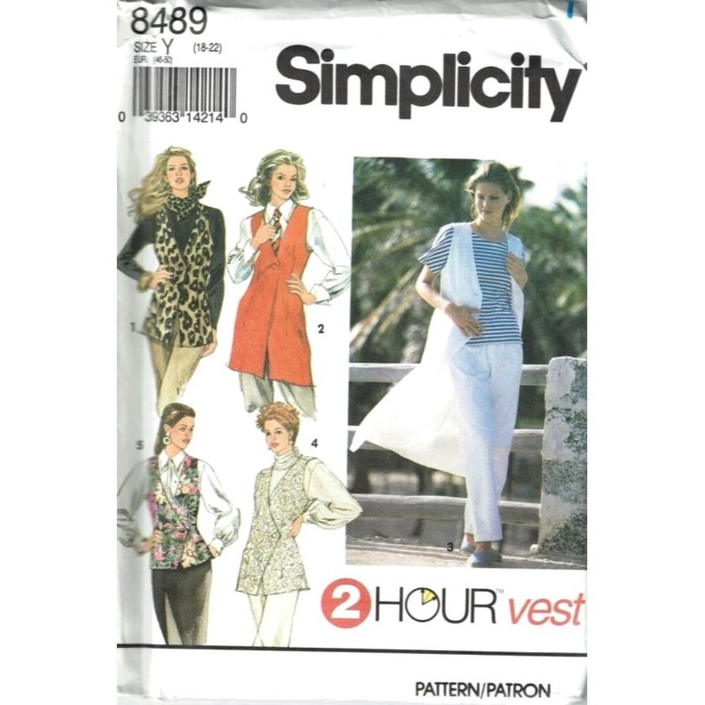 Simplicity Sewing Pattern 8489 Vest Duster Misses Size‎ 6-10 UNCUT